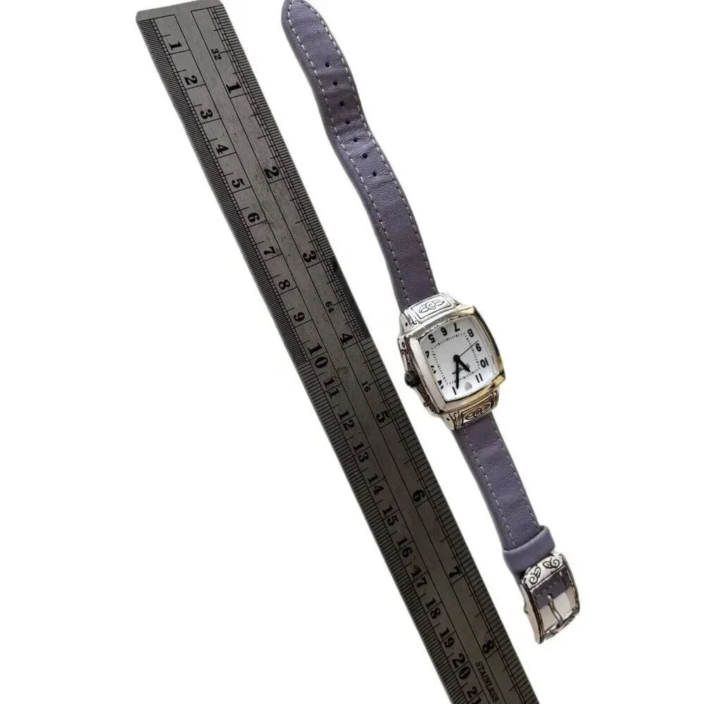 Brighton Women's Orchard Watch Silver with Blue Leather Band Has NEW BATTERY